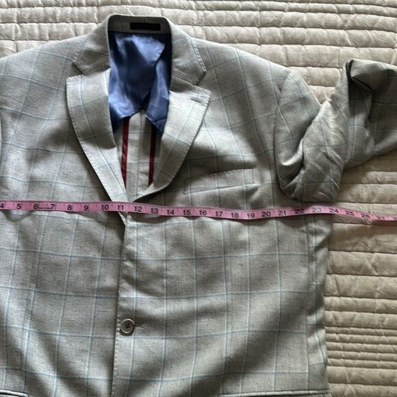 Westport Black Windowpane Grey/Blue 2 Button Wool/Silk Unlined Sports coat 44XL - Picture 8 of 15